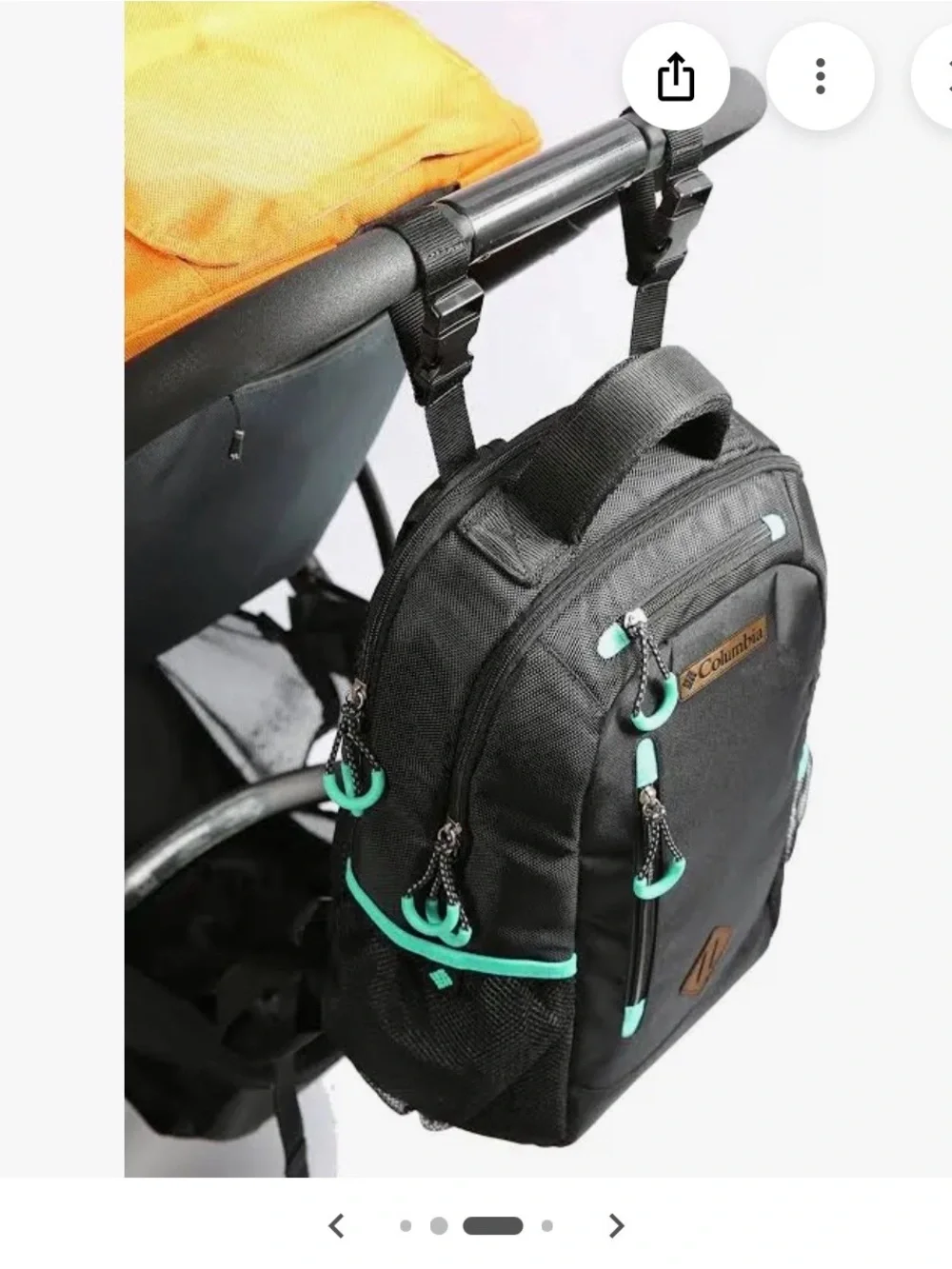 Columbia Black Backpack with Teal Trim and Leather Accent